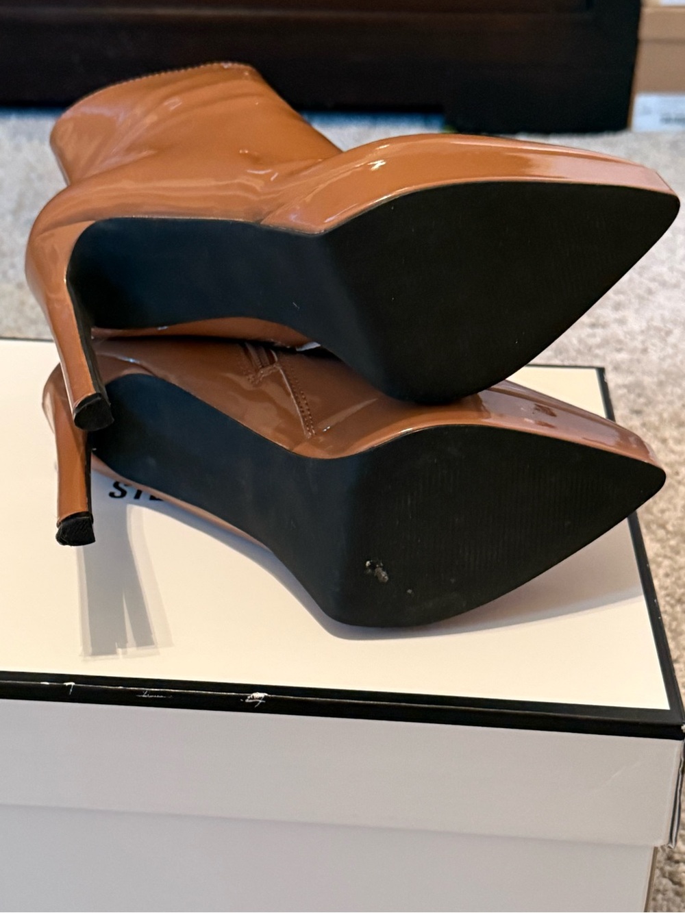 Madden Girl Women's Nude Patent Platform Ankle Boots - Picture 7 of 9
